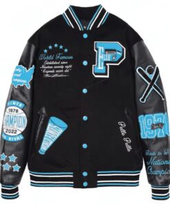 Pelle Pelle Varsity New Black And Turquoise Jacket