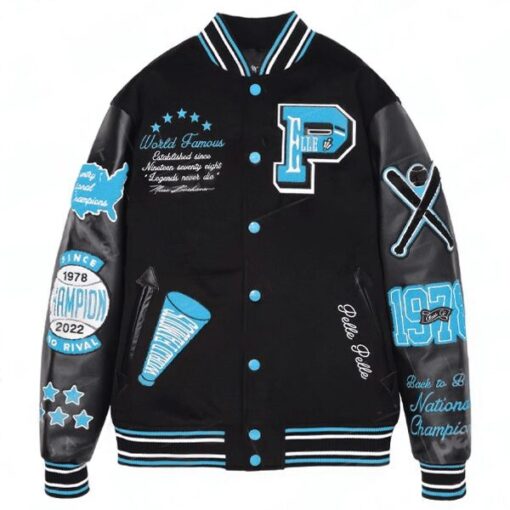 Pelle Pelle Varsity New Black And Turquoise Jacket