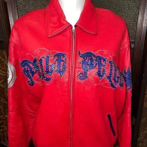 Pelle Pelle Vintage Red Leather Bomber Jacket.