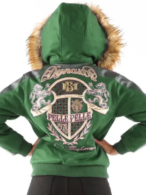 Pelle Pelle Womens Dynasty Green Hooded Jacket