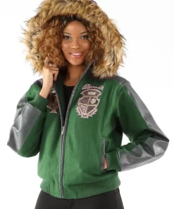 Pelle Pelle Womens Dynasty Green Hooded Jacket.