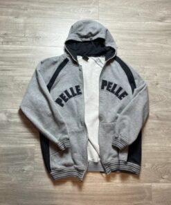 Pelle Pelle Grey Jogging Zip Varsity Jacket