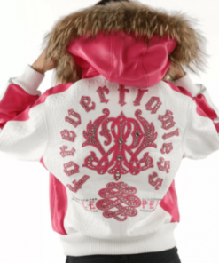 Pink And White Pelle Pelle Forever Flawless Leather Jacket.