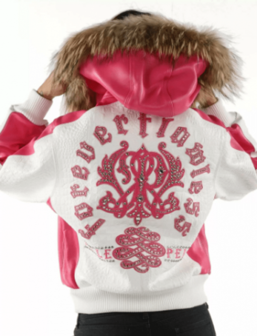 Pink And White Pelle Pelle Forever Flawless Leather Jacket.