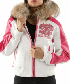 Pink And White Pelle Pelle Forever Flawless Leather Jacket