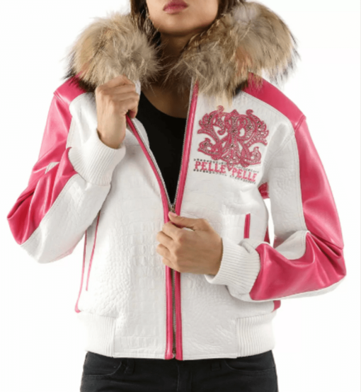 Pink And White Pelle Pelle Forever Flawless Leather Jacket