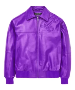 Purple Pelle Pelle Puff Plush Leather Jacket