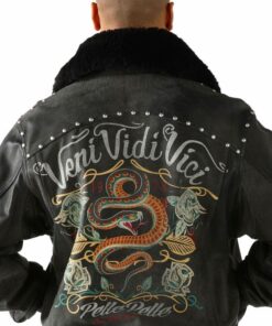 Snake Printed Pelle Pelle Leather Jacket