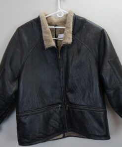 Vintage 90s Pelle Pelle Marc Buchanan Black Leather Sherpa Jacket.