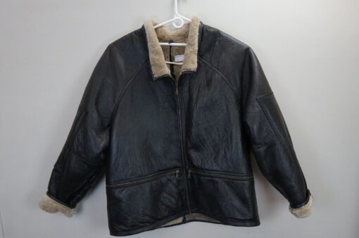 Vintage 90s Pelle Pelle Marc Buchanan Black Leather Sherpa Jacket.