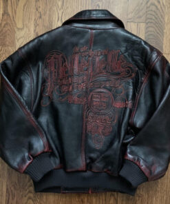 Vintage Pelle Pelle Embroidered Black Leather Jacket.