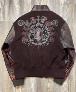 Women’s Pelle Pelle Burgundy Wool Leather Embellished Varsity Jacket