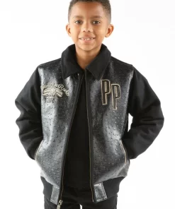 Kids Pelle Pelle Encrusted Black Leather Jacket