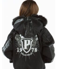 Kids Pelle Pelle Clasic 1978 Black Fur Hooded Jacket