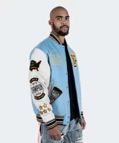 Pelle Pelle Light Blue Varsity Wool Jacket