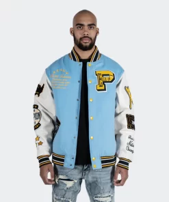 Pelle Pelle Light Blue Varsity Wool Jacket