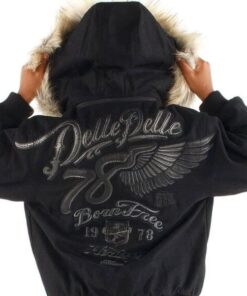 Pelle Pelle 1978 Born Free Heritage Black Fur Hooded Kids Jacket