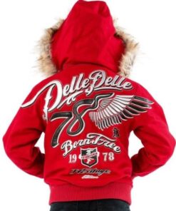 Pelle Pelle 1978 Born Free Heritage Red Fur Hooded Kids Jacket