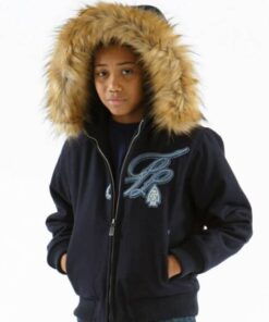 Pelle Pelle 78 Trail Blazer Fur Hooded Kids Navy Jacket