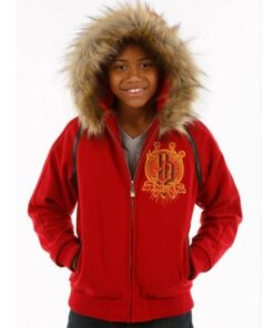 Pelle Pelle Red Fur Hooded Kids Jacket