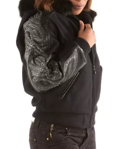 Pelle Pelle Black Script Studded Wool With Hooded Jacket