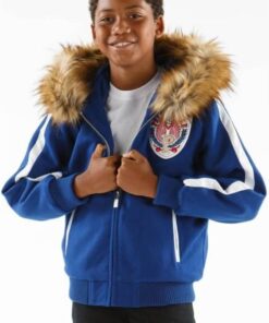 Pelle Pelle Blue and Blue Fur Hooded Jacket