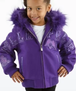 Pelle Pelle Kids Purple MB Wool Jacket | Fur Hood Jacket