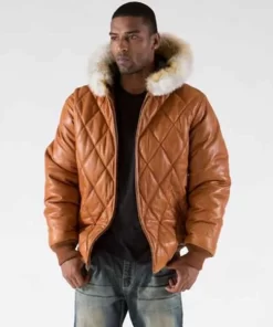 Pelle Pelle Brown Quilted Fur Hood Jacket | Men Jacket