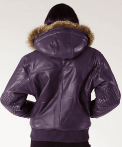 Pelle Pelle Quilted Purple Leather Jacket | Fur Hood Jacket