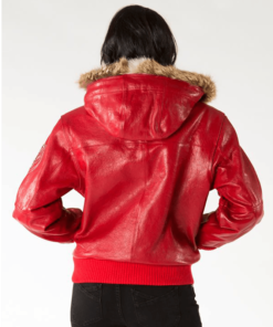 Pelle Pelle Red Leather Crest Fur Hood Jacket | Women Jacket