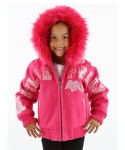 Pelle Pelle Girls Neon Pink Fur Hooded Jacket