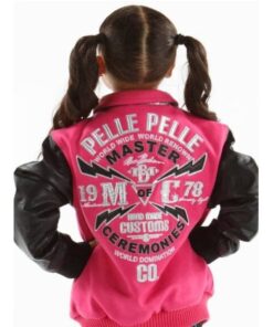 Pelle Pelle Girls Pink MC Wool Varsity Jacket