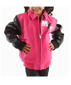 Pelle Pelle Girls Pink MC Wool Varsity Jacket