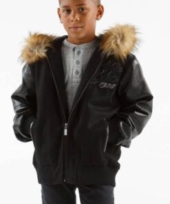 Pelle Pelle Kids 1978 Black Fur Hooded Jacket