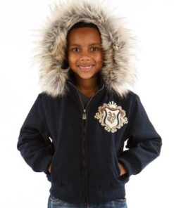 Pelle Pelle Kids Navy Fur Hooded Jacket