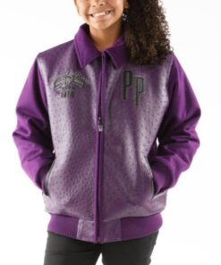 Pelle Pelle Kids Puple Shirt Collar Jacket