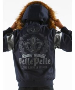 Pelle Pelle Navy Blue Wool Fur Hood Jacket | Kids Jacket