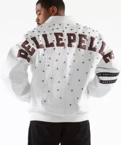 Authentic Pelle Pelle Studded Letterman White Jacket