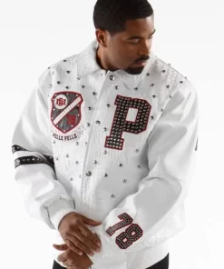 Authentic Pelle Pelle Studded Letterman White Jacket