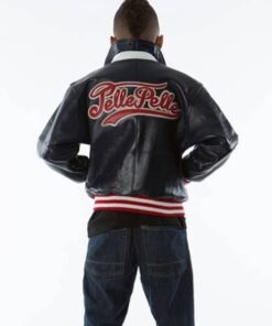 Pelle Pelle Varsity Bomber Navy Plush Kids Leather Jacket