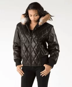 Pelle Pelle Women Quilted Fur Hood Jacket | Leather Jacket