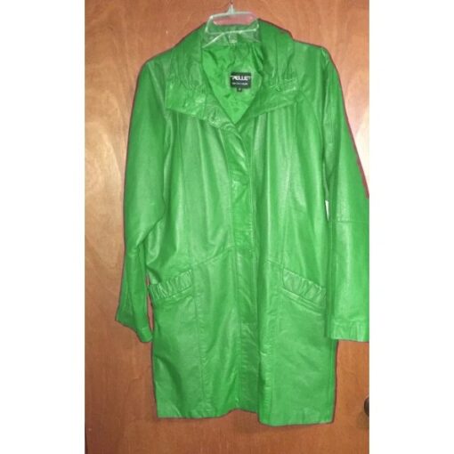 Pelle Pelle Green Long Women Leather Coat