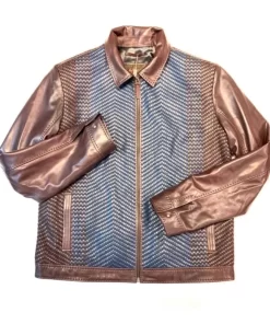 Pelle Pelle Brown Weaved Bomber Jacket