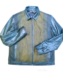 Pelle Pelle Blue Weaved Bomber Jacket