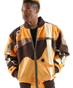 Pelle Pelle Yellow Abstract Bomber Jacket