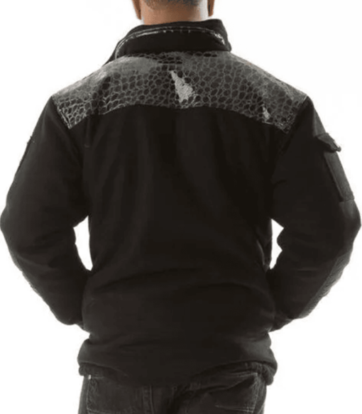 Pelle Pelle Gator Trimmed Quilt Black Jacket