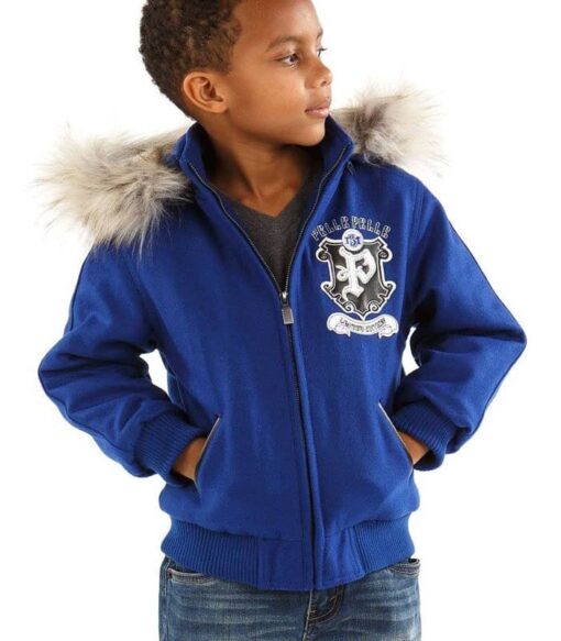 Pelle Pelle 1978 Legend Series Blue Fur Hooded Kids Jacket