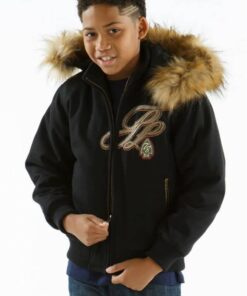 Pelle Pelle 78 Trail Blazer Fur Hooded Kids Black Jacket