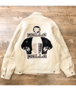 Pelle Pelle Cream Back Embroidery Leather Jacket