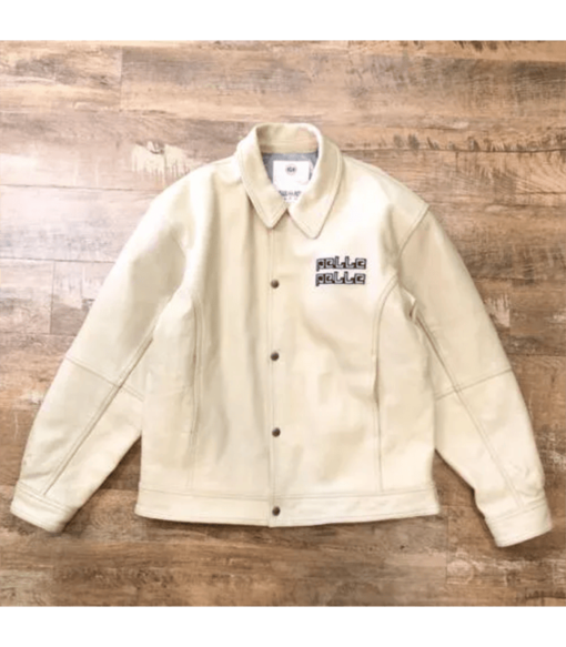 Pelle Pelle Cream Back Embroidery Leather Jacket